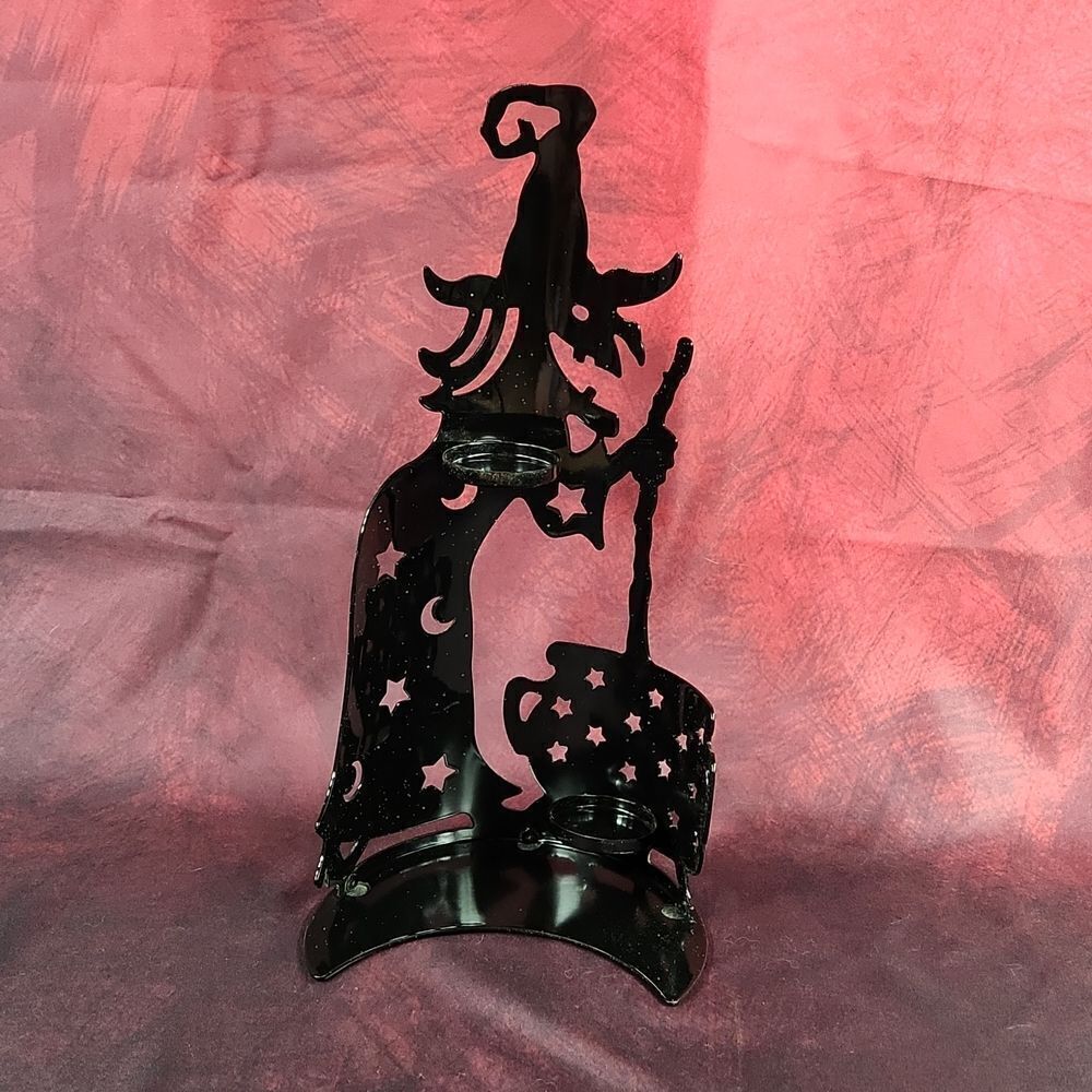 🩵Partylite Black Shimmery Wilemina Witch Tealight Candle Holder - Picture 6 of 9